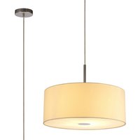 Baymont Polished Chrome E27 Single Pendant With 50cm x 20cm Faux Silk Shade, Ivory Pearl/White Laminate