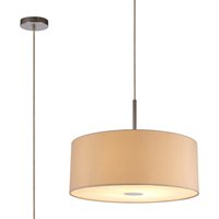 Baymont Polished Chrome E27 Single Pendant With 50cm x 20cm Dual Faux Silk Shade, Nude Beige/Moonlight