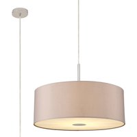 Baymont Polished Chrome E27 Single Pendant With 60cm x 22cm Faux Silk Shade, Grey/White Laminate