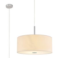Baymont Polished Chrome 5 Light E27 Single Pendant With 60cm x 22cm Faux Silk Shade, Ivory Pearl/White Laminate