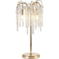 Wisteria Crystal Table Lamp, 3 Light E14, French Gold With Clear Crystal Clusters