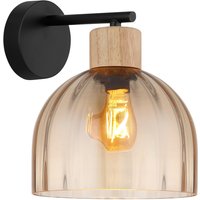 Swanson Dome Wall Lamp Matt Black, Glass Amber Shades, E27