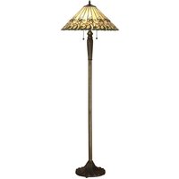 Jamelia 2 Light Floor Lamp Tiffany Glass, Dark Bronze Paint with Highlights, E27 Jamelia 2 Light Floor Lamp Tiffany Glass, Dark Bronze Paint with Highlights, E27