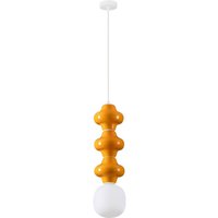 Clio Tall Slim Pendant Ceiling Light Orange, Matt White E14 1x5W