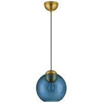 Midori Dome Pendant Ceiling Light Dark Blue, Brass Gold E27 1x12W