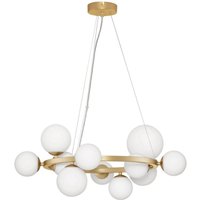 Odillia Globe Pendant Ceiling Light Opal, Matt Gold LED G9 11x5W