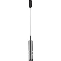 Bento Small Slim Pendant Ceiling Light Smokey Grey, Matt Black LED 7W 284lm 3000K