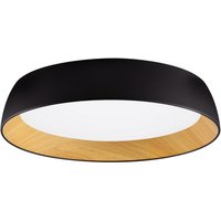 Sigi 60cm Flush Ceiling Light Sandy Black, Wood Triac Dimmable LED 50W 4201lm 3000K