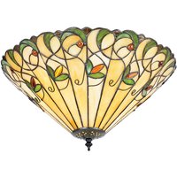 Jamelia 2 Light Large Ceiling Flush Light Tiffany Style Glass, E27