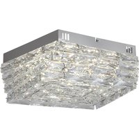 Modena Integrated LED Flush Ceiling Light, Chrome & Clear Crystal 28W 4000K
