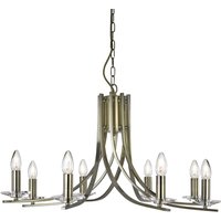 Ascona 8 Light Chandelier Antique Brass Finish, E14