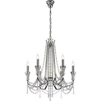 Armand Ceiling Chandelier Pendant 6 Light E14 Polished Chrome, Crystal