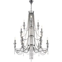 Armand 3 Tier Ceiling Chandelier Pendant E14 Polished Chrome, Crystal
