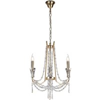 Armand Ceiling Chandelier Pendant 3 Light E14 French Gold, Crystal
