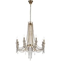 Armand Ceiling Chandelier Pendant 8 Light E14 French Gold, Crystal