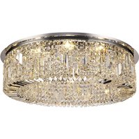 Wethersfield 80cm Round Flush Chandelier, 12 Light E14, Polished Chrome, Crystal