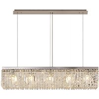 Wethersfield 102x9cm Rectangular Ceiling Pendant Chandelier, 5 Light E14, Polished Chrome, Crystal