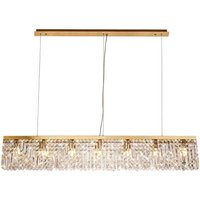 Wethersfield 138x9cm Rectangular Ceiling Pendant Chandelier, 7 Light E14, Gold, Crystal