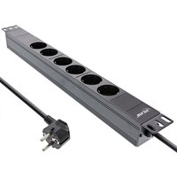 InLine® 19 Steckdosenleiste, 6-fach Schutzkontakt, ohne Schalter, 2m, schwarz
