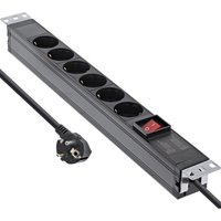InLine® 19 Steckdosenleiste, 6-fach Schutzkontakt, mit Schalter, 2m, schwarz