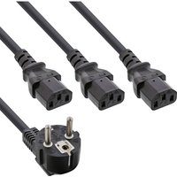 20er B-Pack InLine® Netz-Y-Kabel, 1x Schutzkontakt / 3x Kaltgeräte, 1m