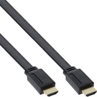 InLine® HDMI-High Speed Flachkabel mit Ethernet, verg. Kontakte, schwarz, 0,5m