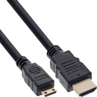 InLine® HDMI Mini auf HDMI Kabel, vergoldete Kontakte, schwarz, 1 m