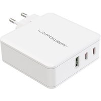 LC-Power LC-GAN-100, USB-Netzteil GaN, 2x USB-C, 1x USB-A, 100W, weiß