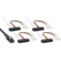InLine® SAS Anschlusskabel, Mini-SAS SFF-8087 an 4x SAS + Strom, 0,75m