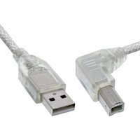 InLine® USB 2.0 Kabel, A an B rechts abgewinkelt, transparent, 1m