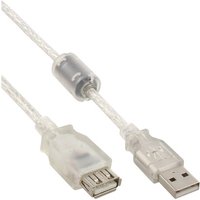 InLine® USB 2.0 Verlängerung, St/Bu, Typ A, transparent, mit Ferritkern 1,8m