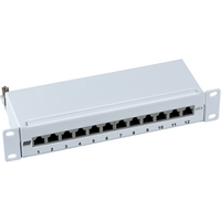 Mini-Patchpanel STP 12xRJ45 Cat.6, 10?, 1HE, RAL7035 grau