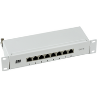 Mini-Patchpanel STP 8xRJ45 Cat.6, 10?, 1HE, RAL7035 grau