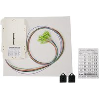 Bestückte Spleißkassette mit farbigen, abgesetzten Pigtails LC OM5