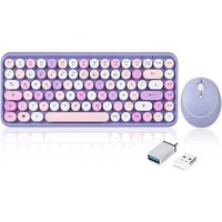 Perixx PERIDUO-713PP DE, Mini Tastatur-Maus Set, Retro Vintage Design, violett