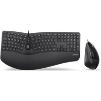 Perixx PERIDUO-505B, DE, Tastatur- und Maus Set, USB-Kabel, ergonomisch, schwarz