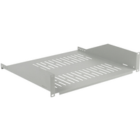 19" 2HE Fachboden, Tiefe 400 mm, Traglast 22 kg, RAL7035