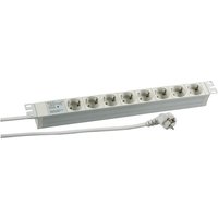 19" 1HE Steckdosenleiste 8 x CEE 7/3 mit, Überspannungsschutz, RAL7035