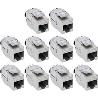InLine® Keystone RJ45 Buchse Slim SNAP-In Cat.6A, integr. Kabelbinder, 10er Pack