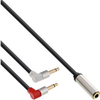 InLine® Slim Audio Kopfh. Flugz.-Adapterkab., 2x3,5mm ST / 3,5mm BU 3pol., 1m