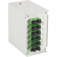 Hutschienenbox OS2 G652D 12xSC/APC Pigtail, abgesetzt 6x SC/APC-Duplex Kupplung