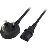 Stromkabel Netzleitung UK BS1363A - C13 180°, schwarz, 2m, 3x1.00 mm² - 1 VPE = 10 St�ck