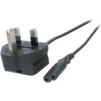 Stromkabel Netzleitung UK BS1363A - C7 180°, schwarz, 3,0 m, 2 x 0,75 mm² - 1 VPE = 10 St�ck