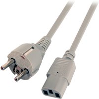 Stromkabel Netzleitung Schutzkontakt 180° - C13, 180° grau, 5,0 m, 3 x 1,00 mm² - 1 VPE = 10 St�ck