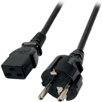 Stromkabel Netzleitung Schutzkontakt 180° - C19, 180°, schwarz, 1,8 m, 3 x 1,50 mm² - 1 VPE = 10 St�ck