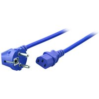 Stromkabel Netzleitung Schutzkontakt 90° - C13, 180°, blau, 1,8 m, 3 x 0,75 mm² - 1 VPE = 10 St�ck
