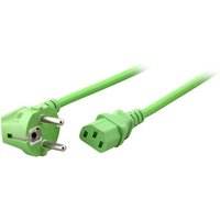 Stromkabel Netzleitung Schutzkontakt 90° - C13, 180°, grün, 3,0 m, 3 x 1,00 mm² - 1 VPE = 10 St�ck
