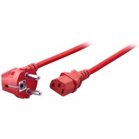 Stromkabel Netzleitung Schutzkontakt 90° - C13, 180°, rot, 3,0 m, 3 x 1,00 mm² - 1 VPE = 10 St�ck