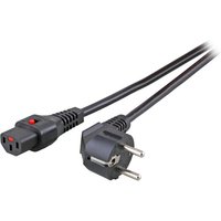 Netzleitung CEE7/7 gewinkelt 90° - C13 180°, IEC Lock, schwarz, 2,0 m