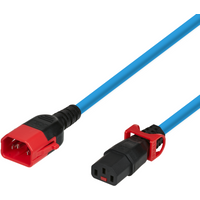Kaltgeräteverlängerung Dual-Lock C14 - C13, IEC Lock, blau, 3 m